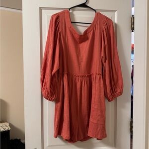 Coral Long Sleeve Romper